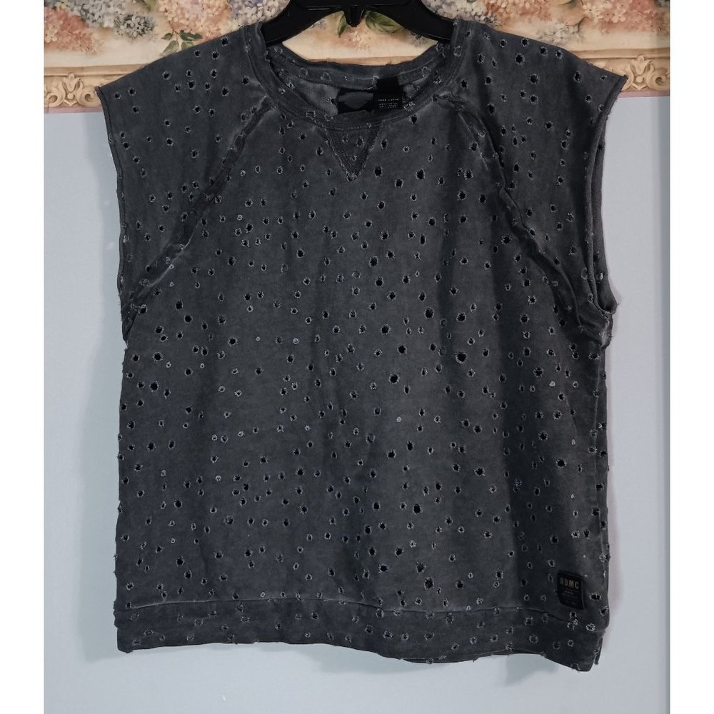 Harley-Davidson Medium Grey Distressed Sleeveless Biker Travel Outdoor Raw Top